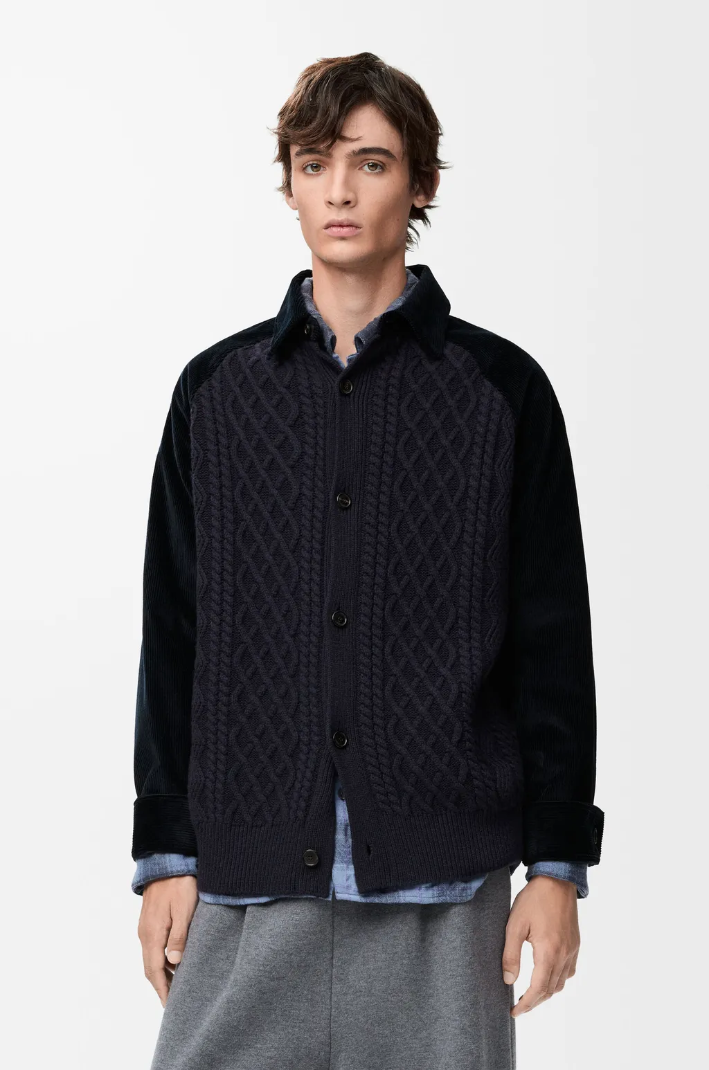 Hybrid Overshirt In Cotton And Wool