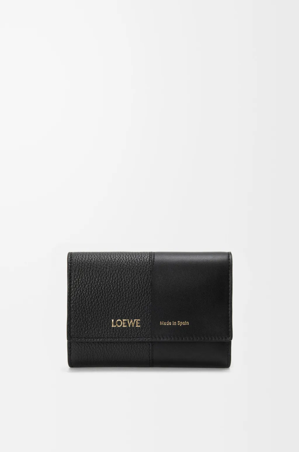 Small Vertical Wallet In Smooth And Grained Calfskin