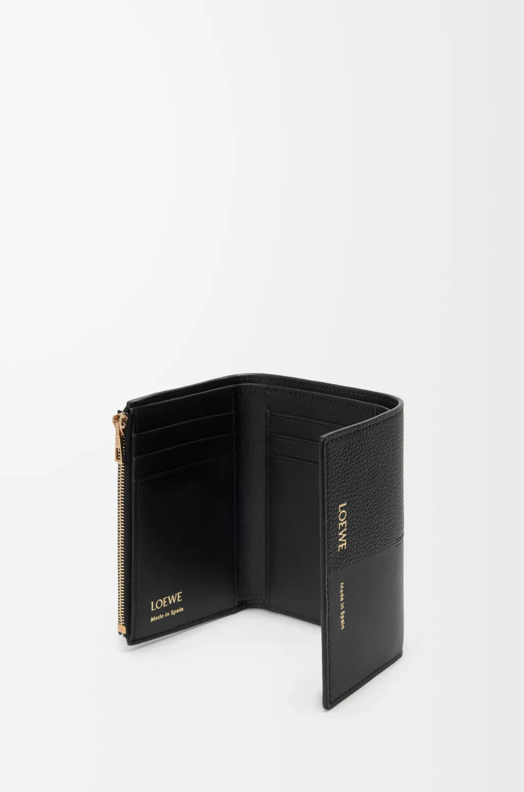 Small Vertical Wallet In Smooth And Grained Calfskin