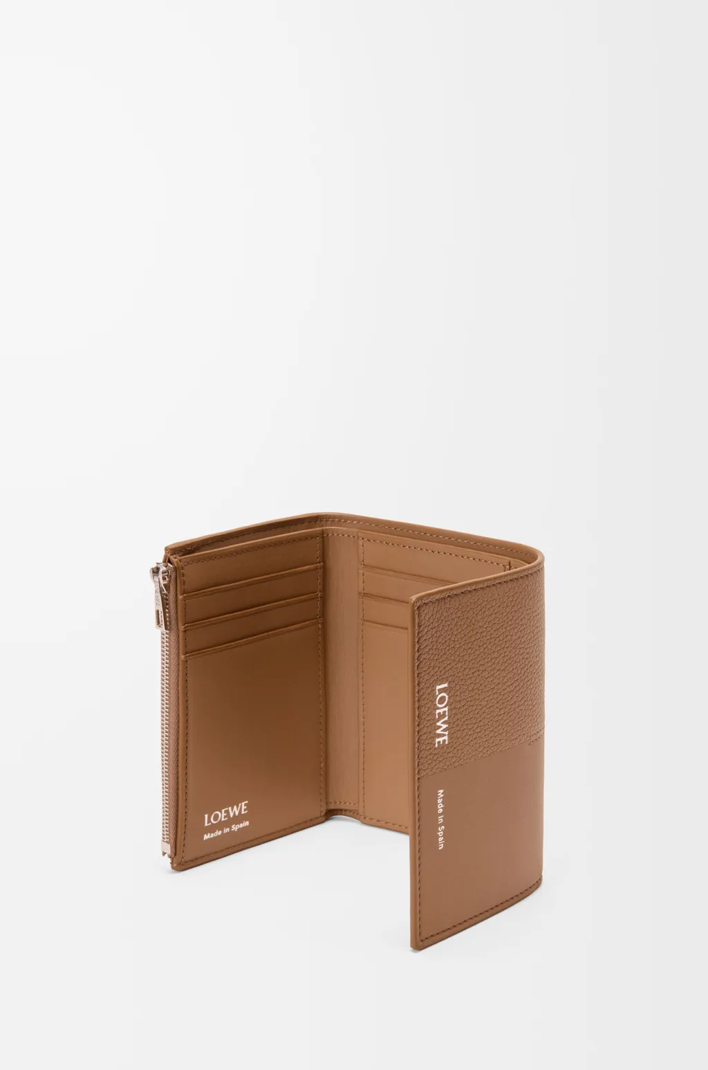 Small Vertical Wallet In Smooth And Grained Calfskin