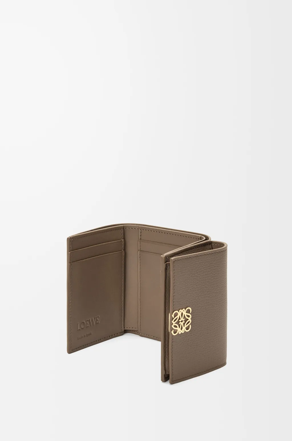 Anagram Trifold Wallet In Pebble Grained Calfskin