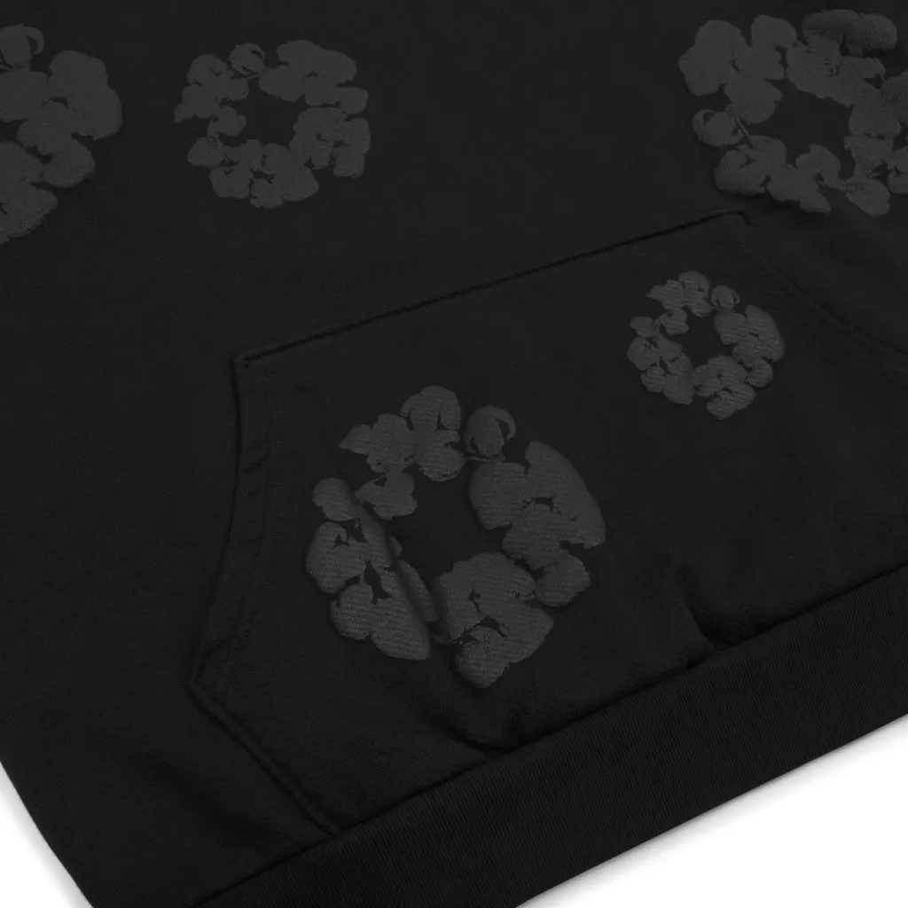 Mono Cotton Wreath Hoodie Black