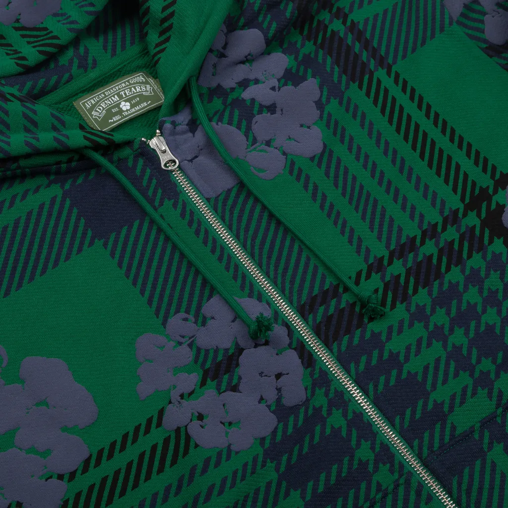 Plaid Cotton Wreath Zip Hoodie