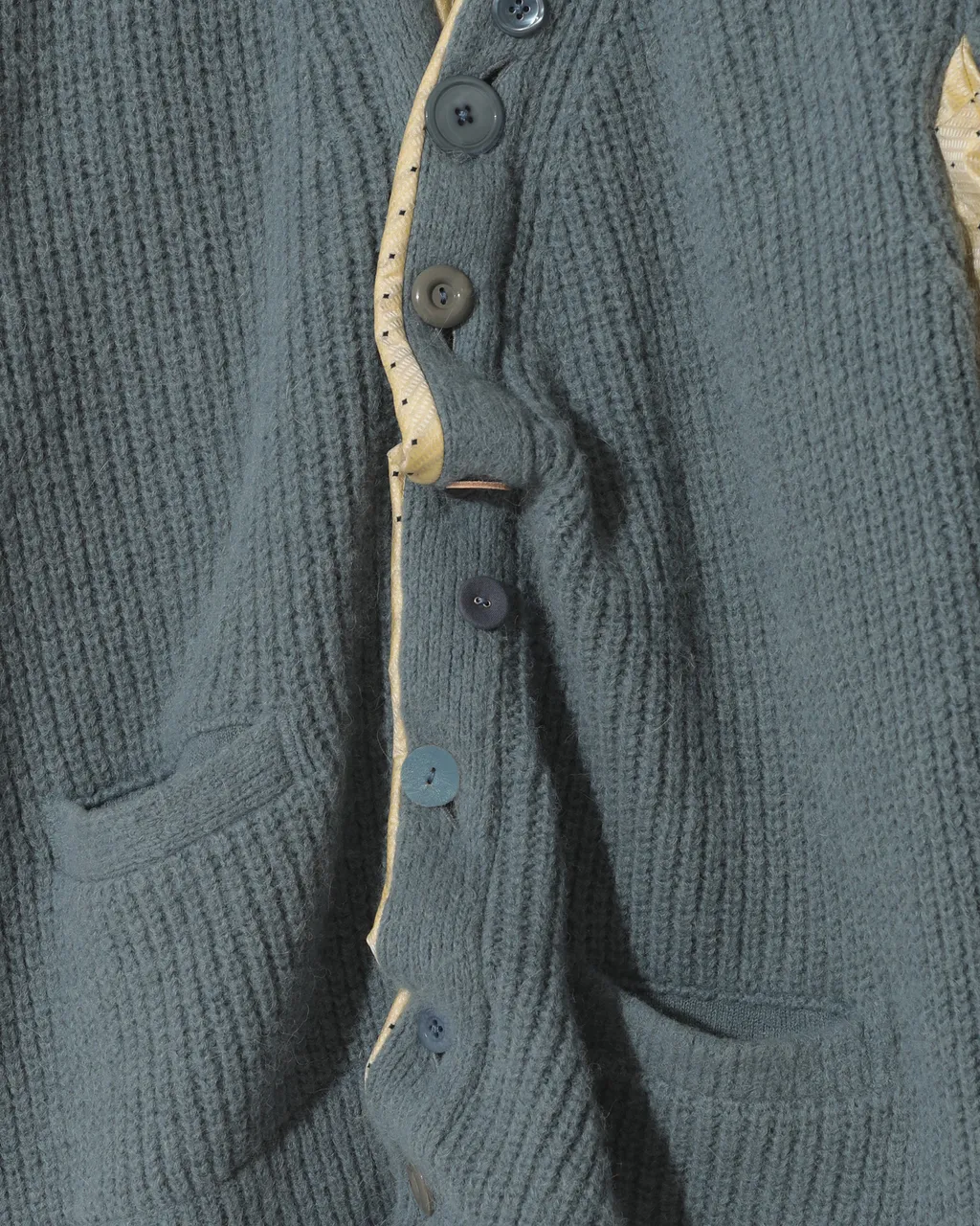 Undercover W -Half Fisherman Rib Cardigan With Side Panels-