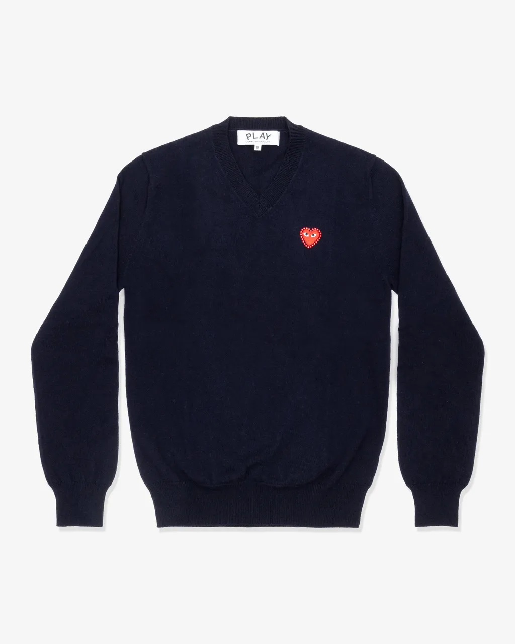 V-Neck Sweater With Red Medium Emblem X Red Rhinestone