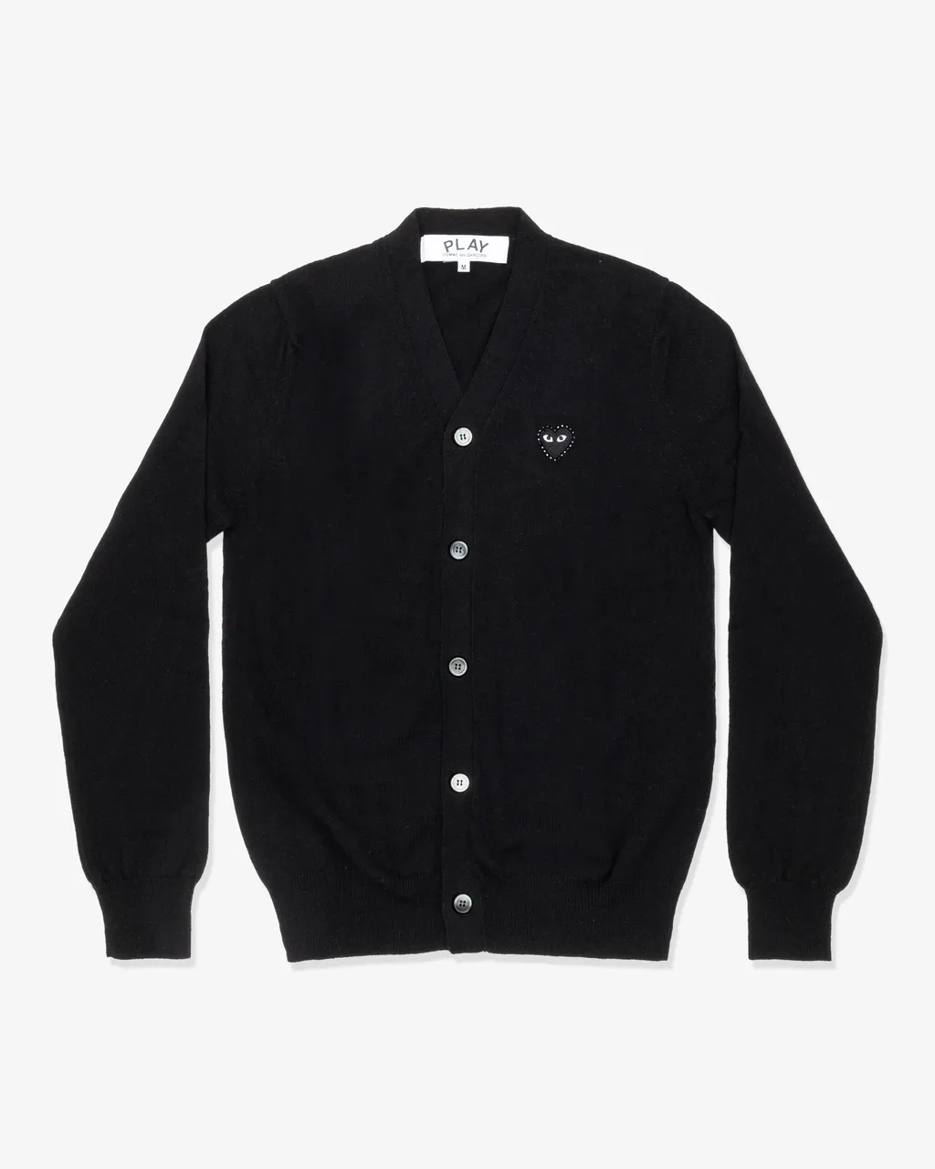 V-Neck Cardigan With Black Medium Emblem X Black Rhinestone