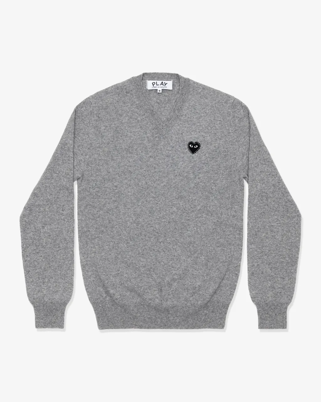 V-Neck Sweater With Black Medium Emblem X Black Rhinestone