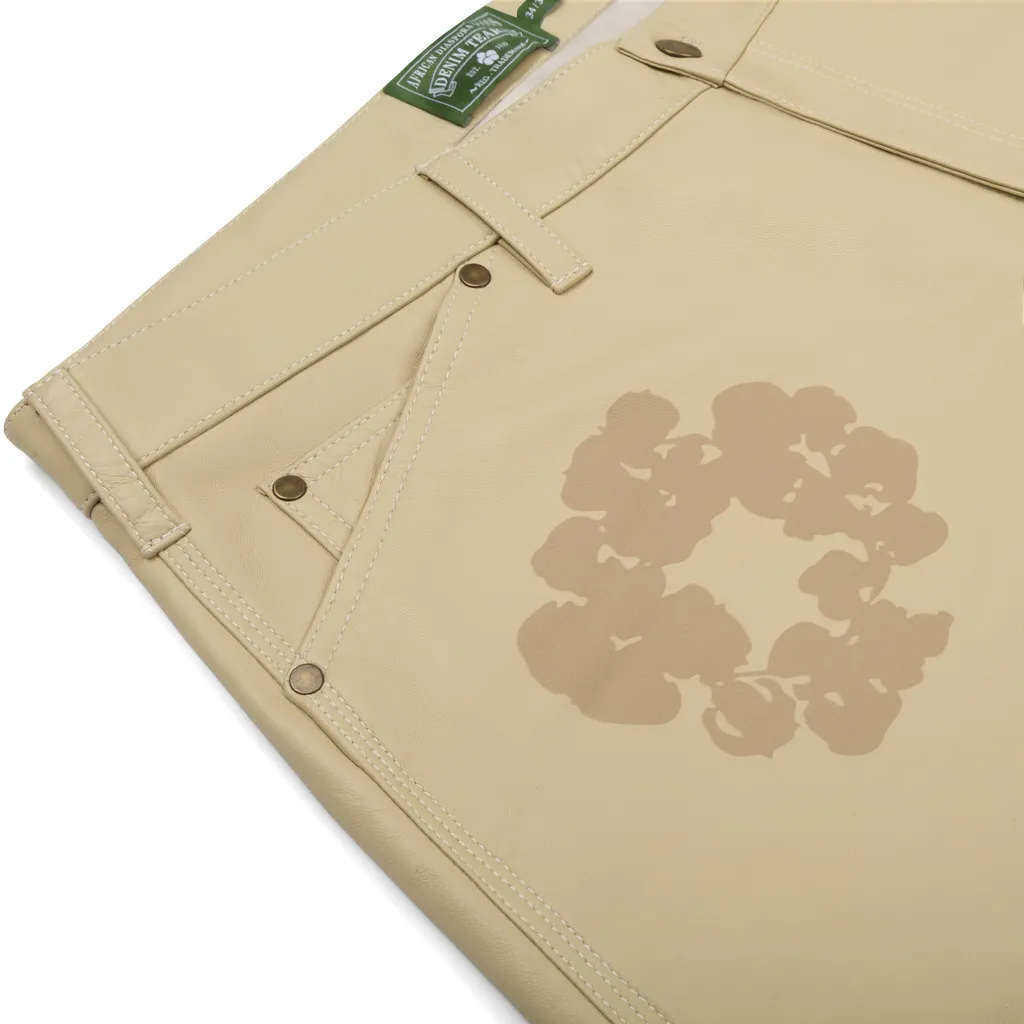 Cotton Wreath Leather Pants