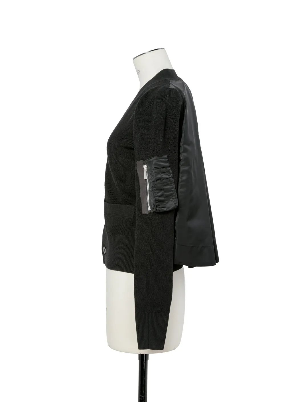 Nylon Twill X Cotton Knit Cardigan