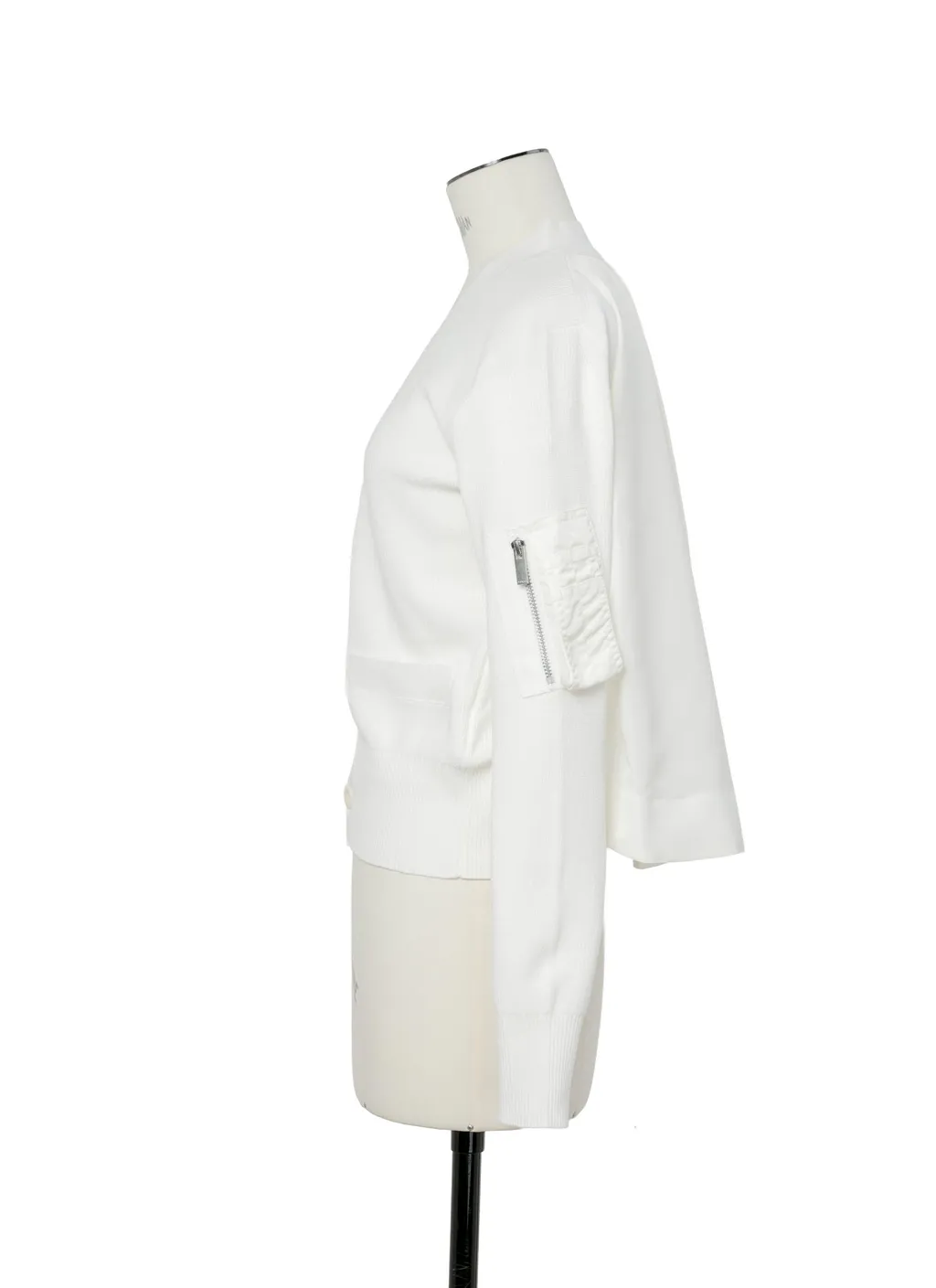 Nylon Twill X Cotton Knit Cardigan