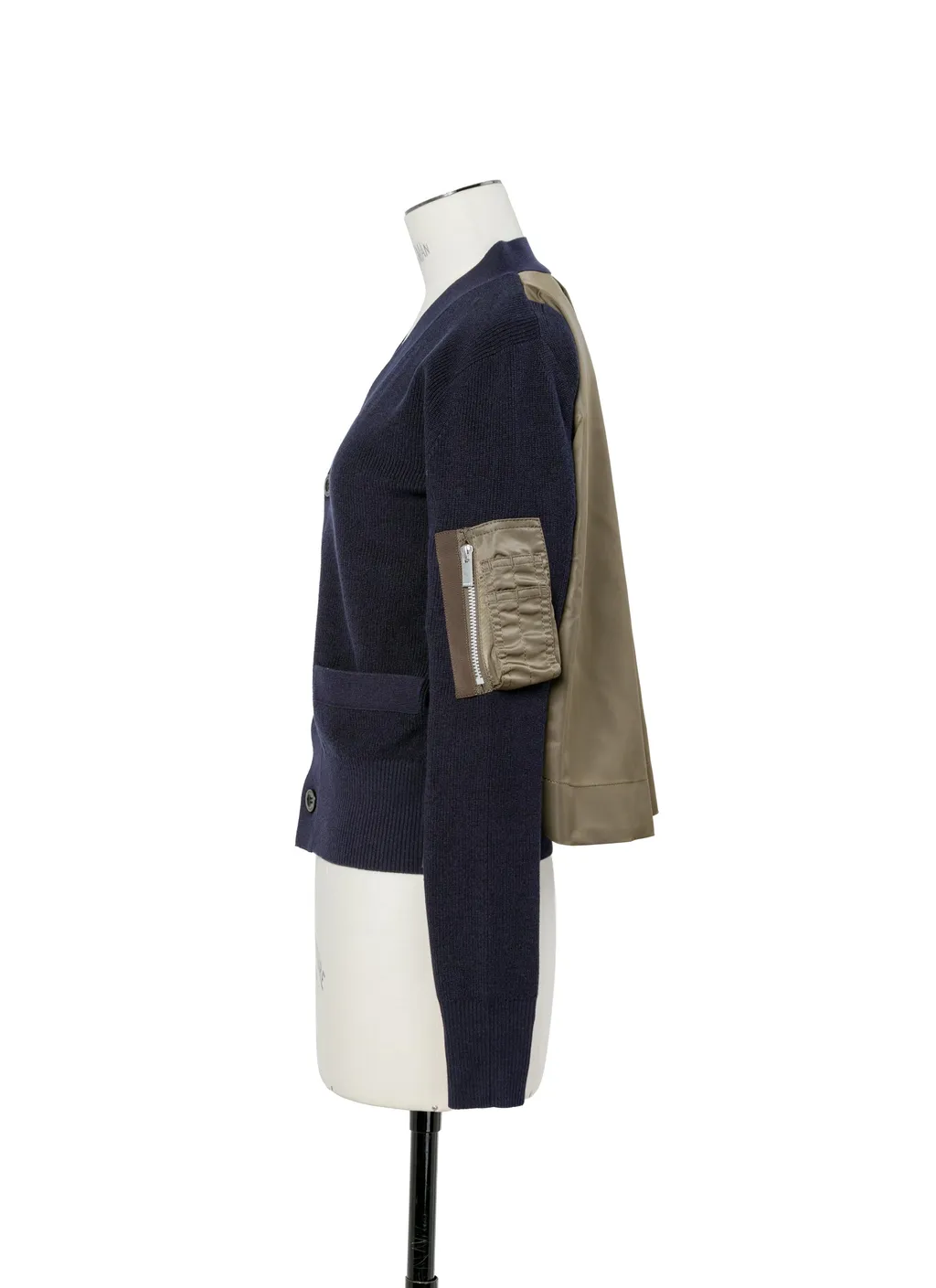 Nylon Twill X Cotton Knit Cardigan