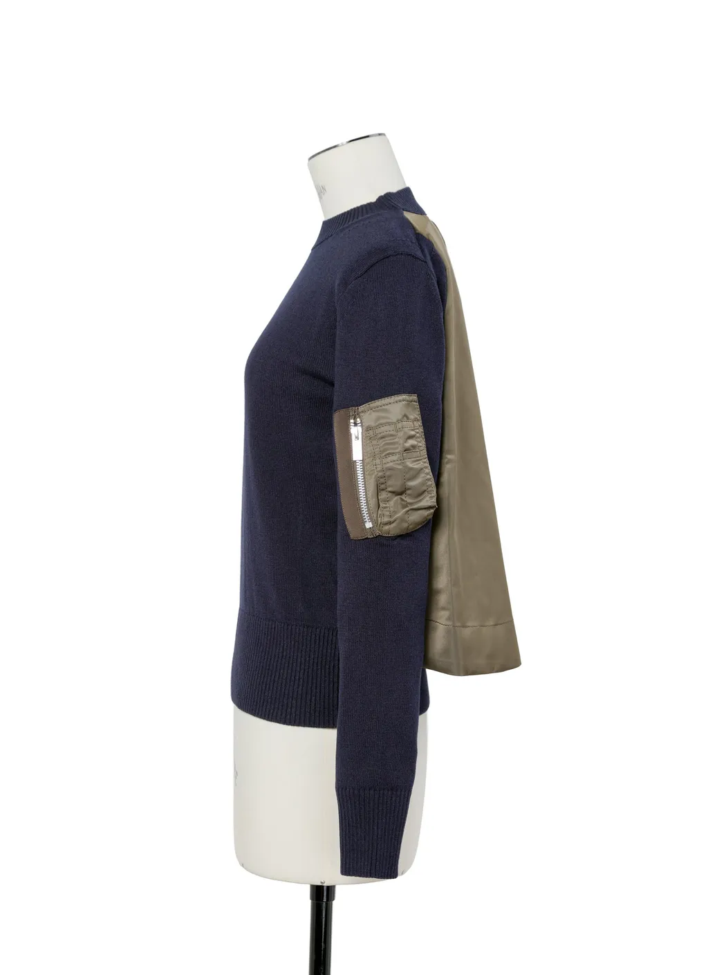 Nylon Twill X Cotton Knit Pullover