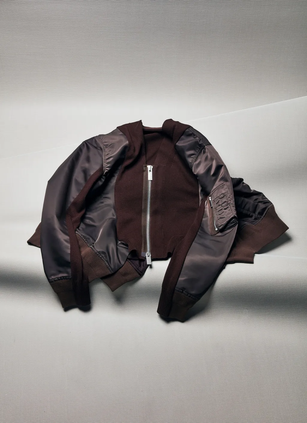 Nylon Twill X Knit Cardigan