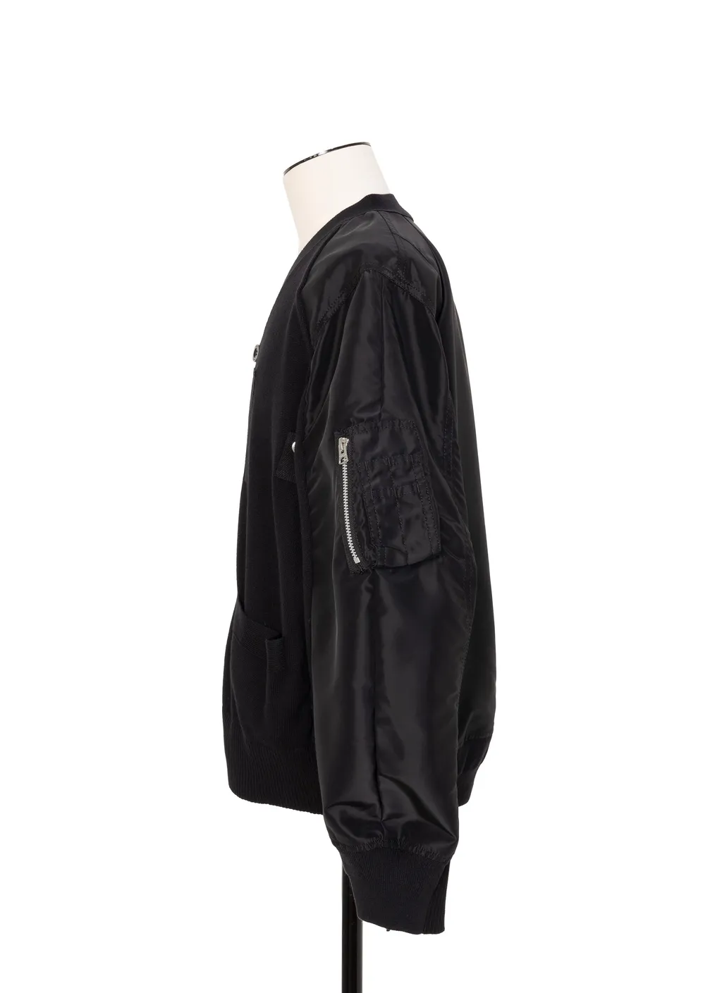 Nylon Twill X Knit Cardigan