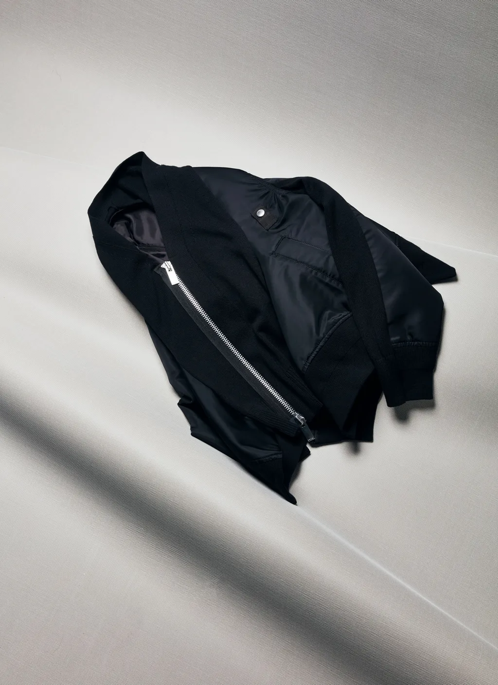 Nylon Twill X Knit Cardigan