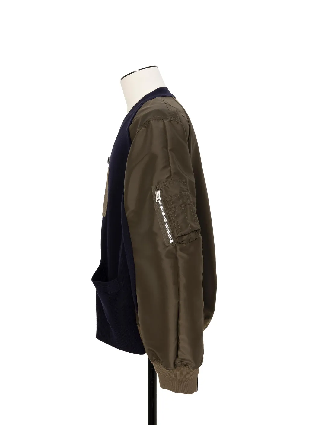 Nylon Twill X Knit Cardigan