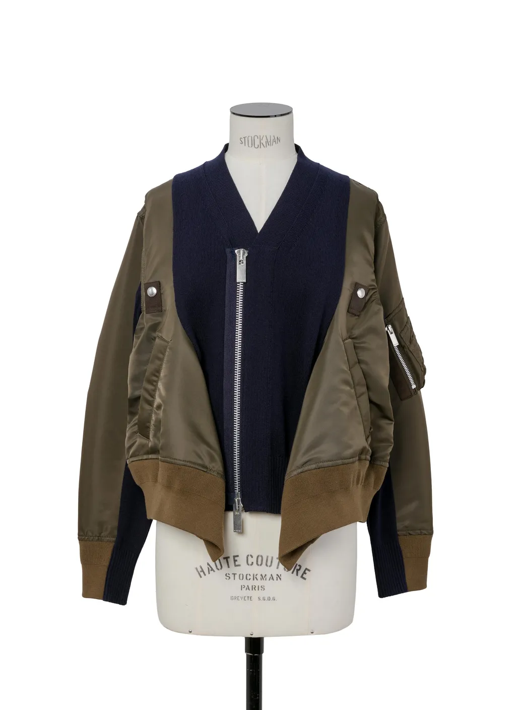 Nylon Twill X Knit Cardigan