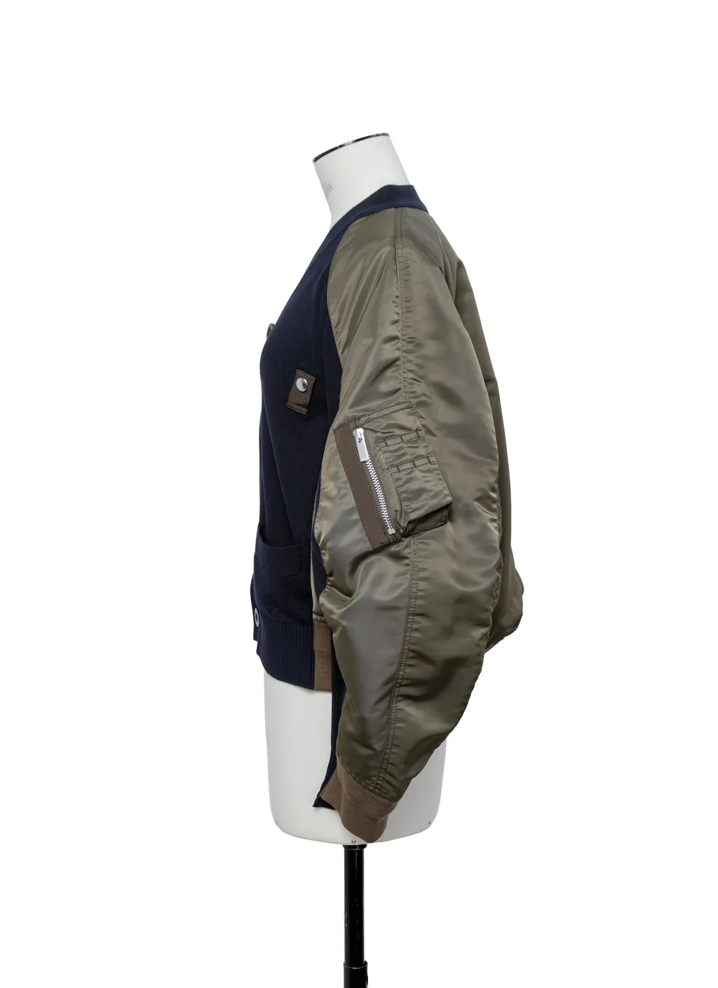 Nylon Twill X Knit Cardigan
