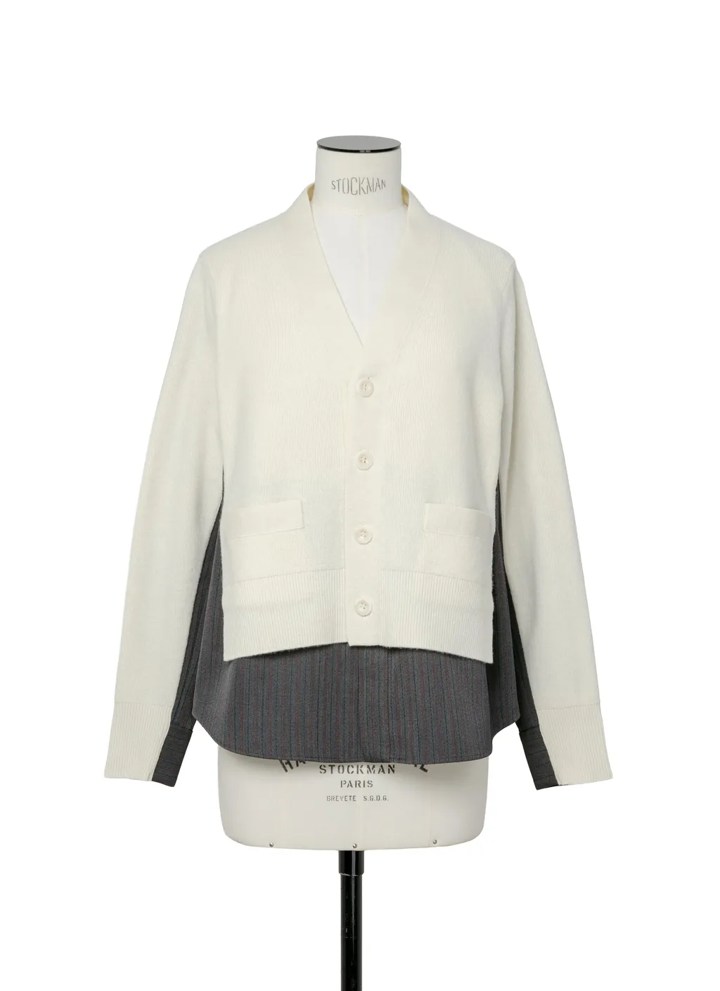 Stripe Doeskin X Wool Knit Cardigan