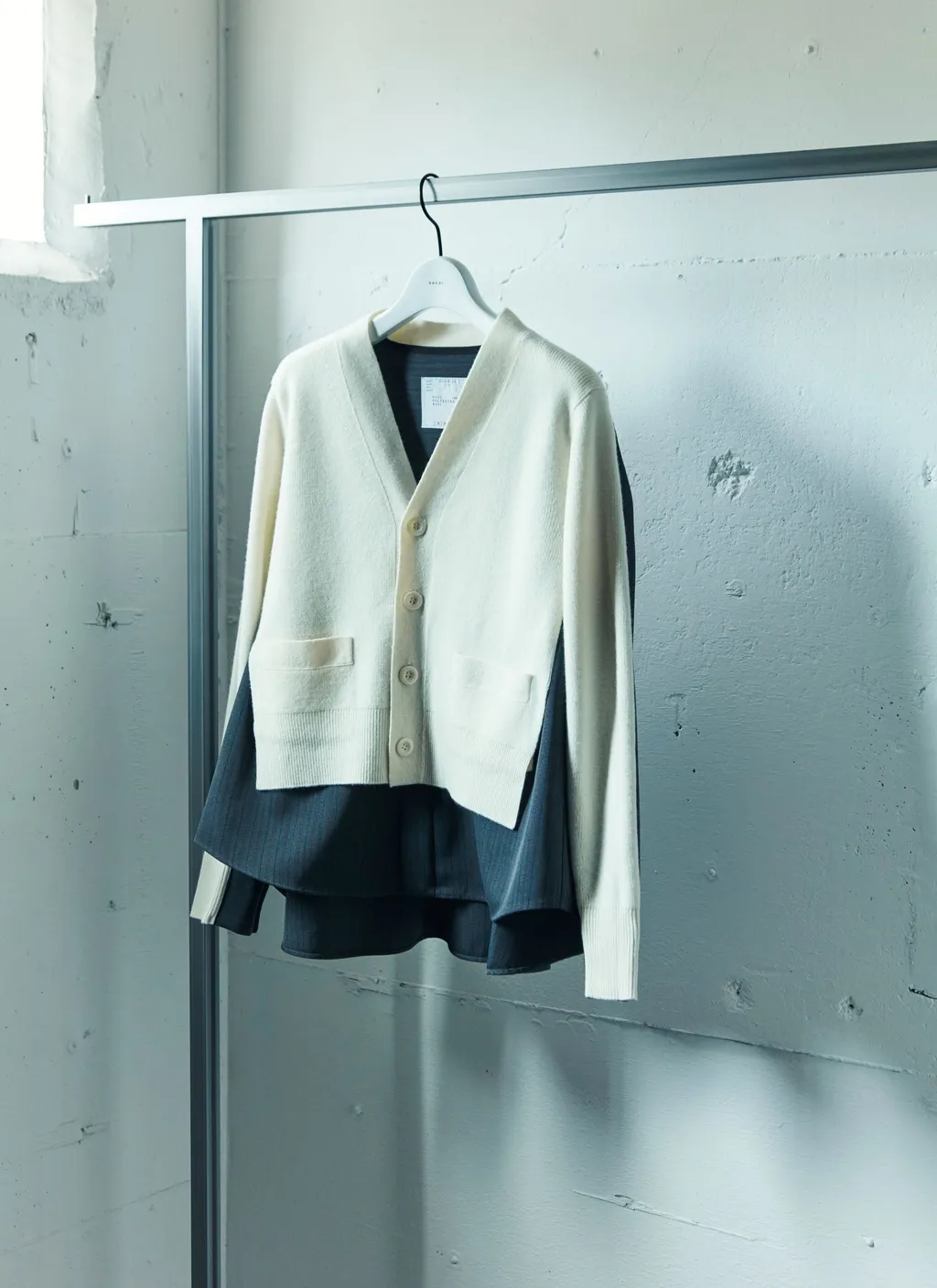Stripe Doeskin X Wool Knit Cardigan