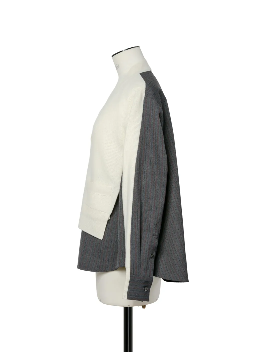 Stripe Doeskin X Wool Knit Cardigan