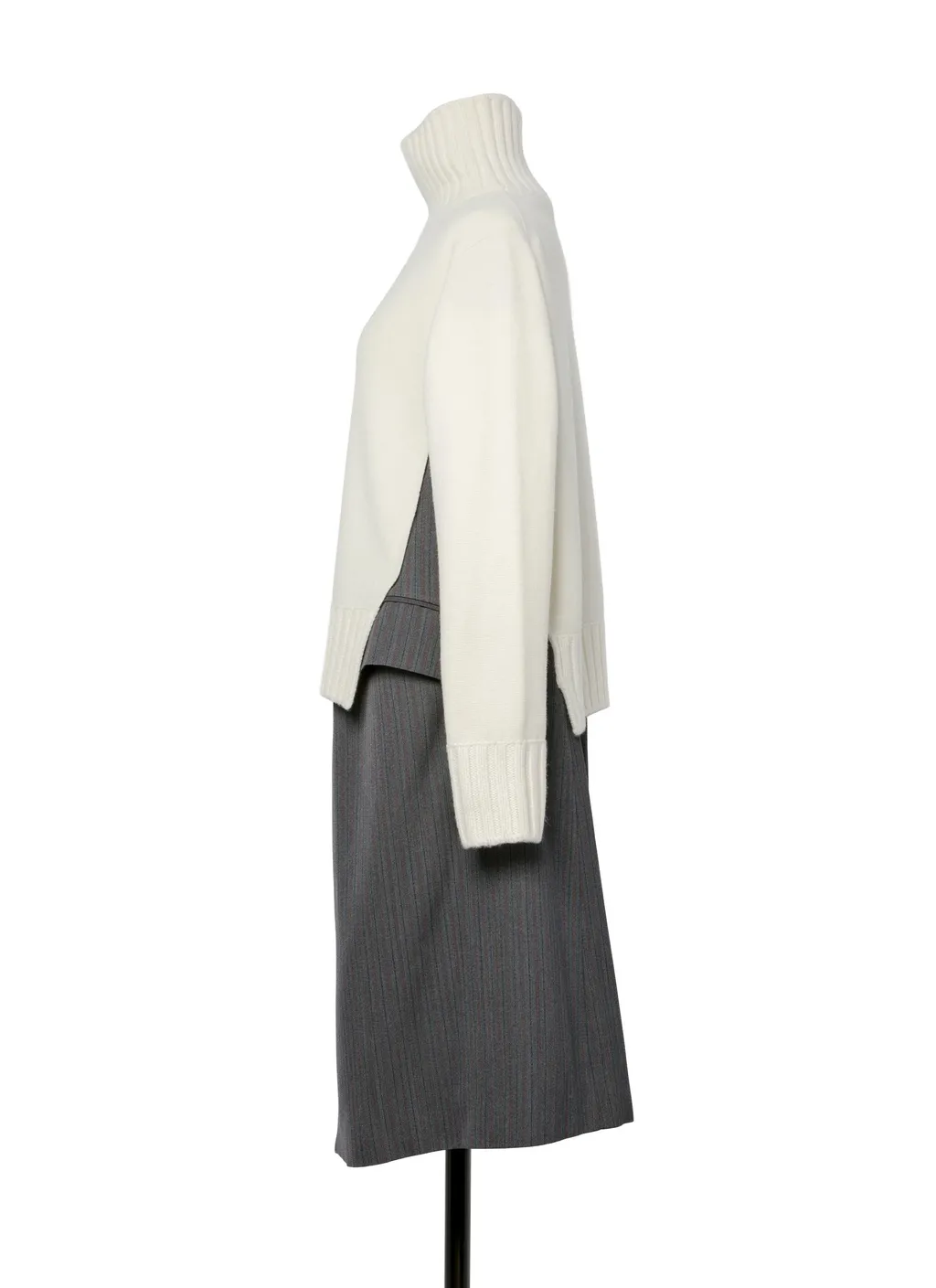 Stripe Doeskin X Wool Knit Coat Dress