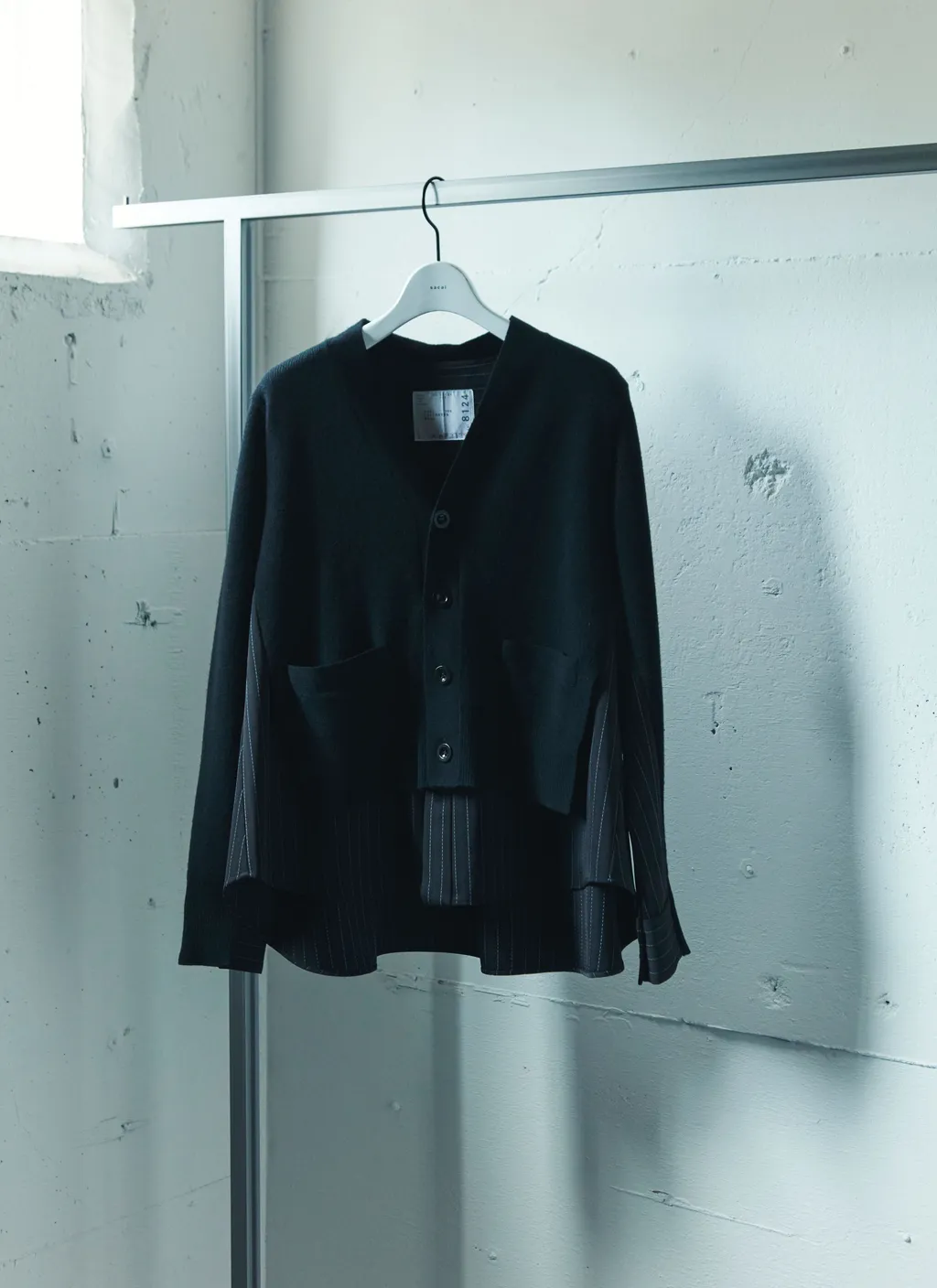 Stripe Doeskin X Wool Knit Cardigan