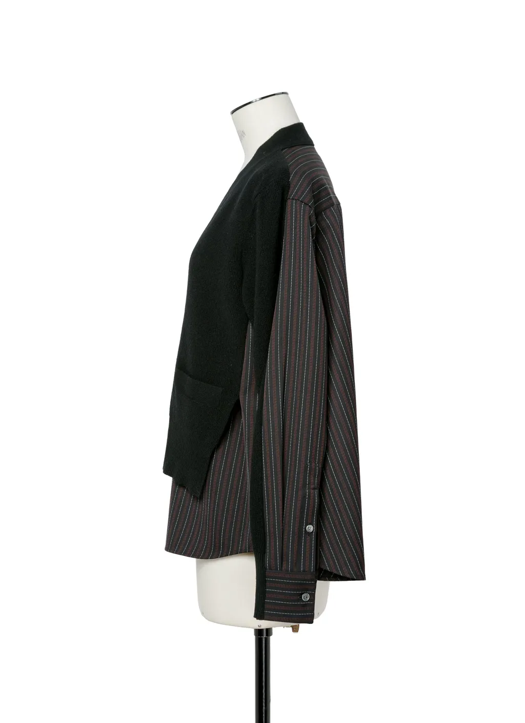 Stripe Doeskin X Wool Knit Cardigan