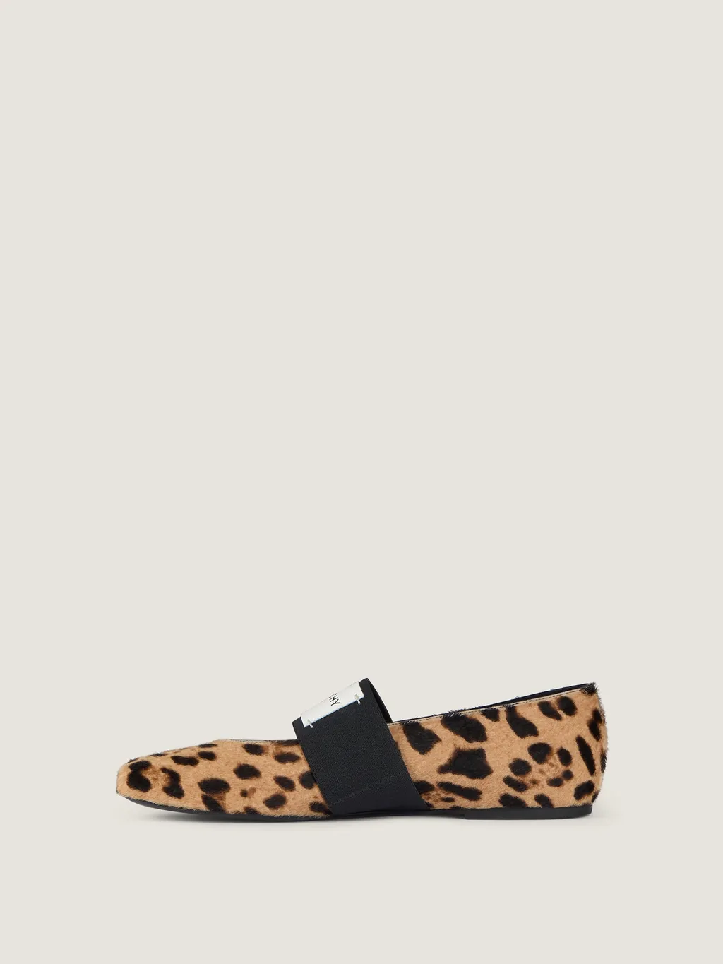 Sliced Square Ballerinas In Pony Leather With Leopard Pattern