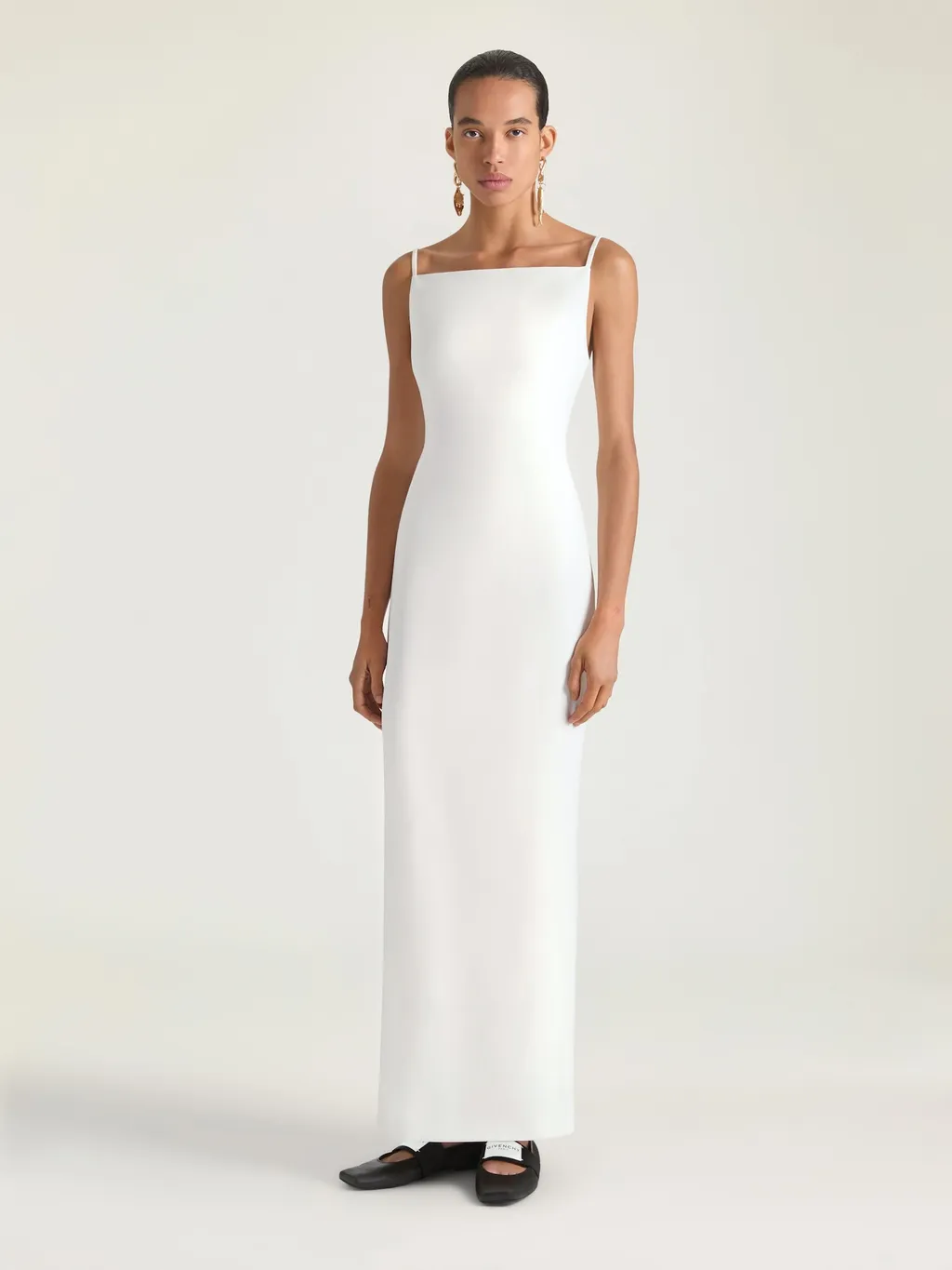 Sliced Long Dress In Crepe Cady