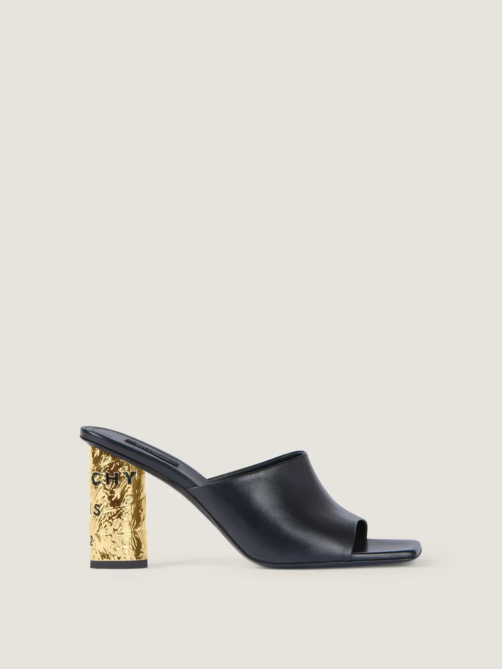Tape Heeled Mules In Leather