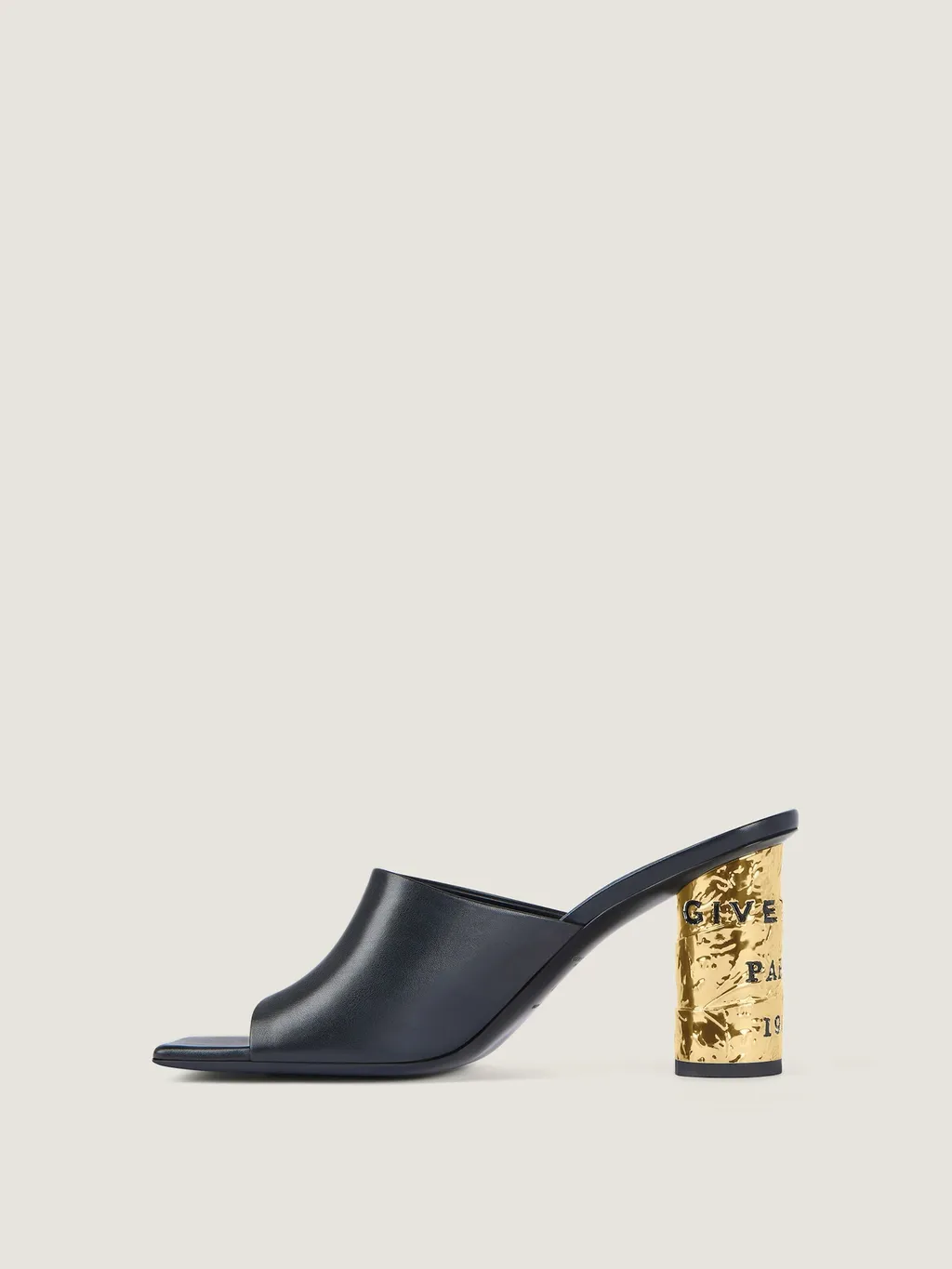 Tape Heeled Mules In Leather