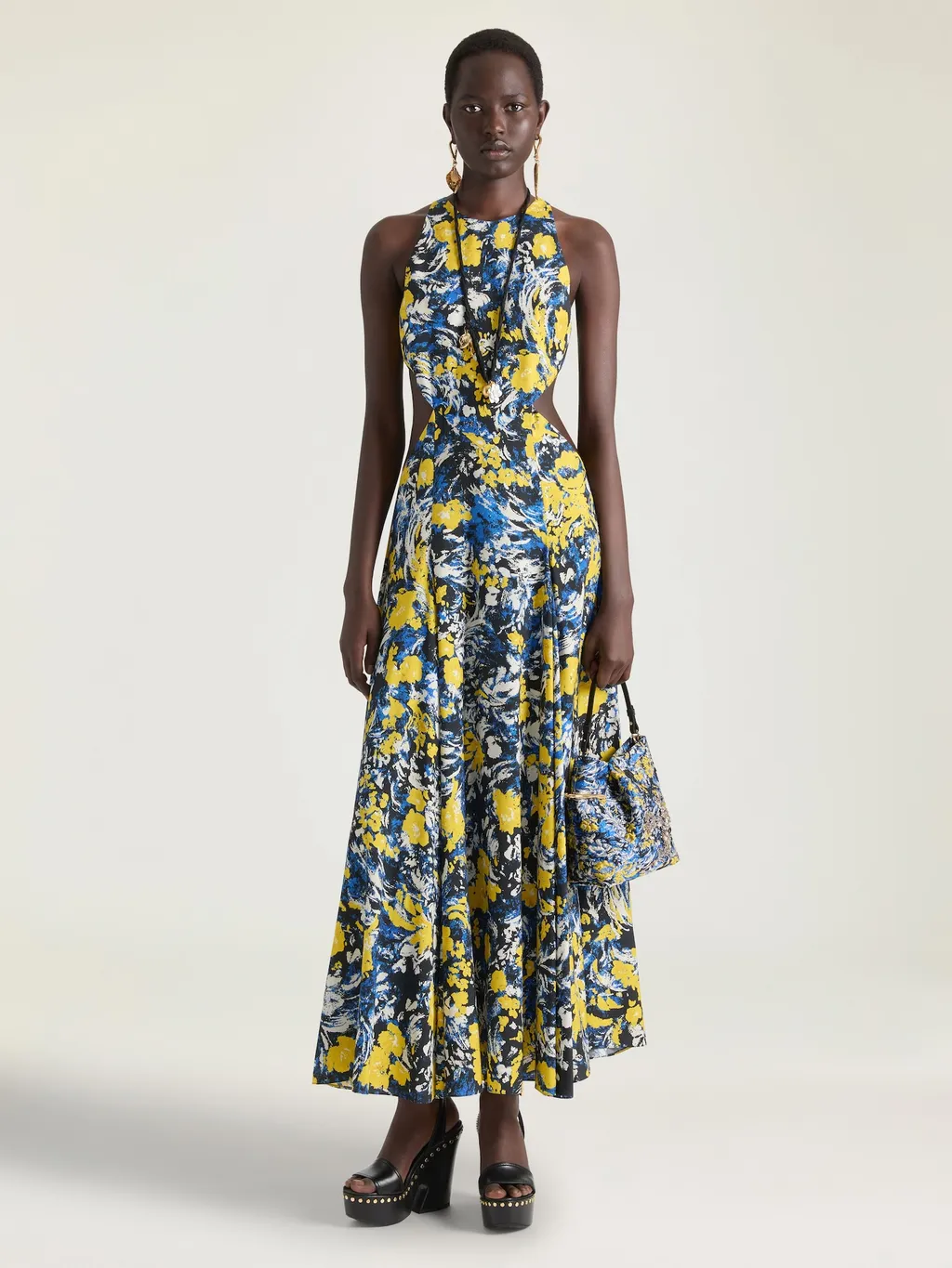 Slashed Dress With Floral Print