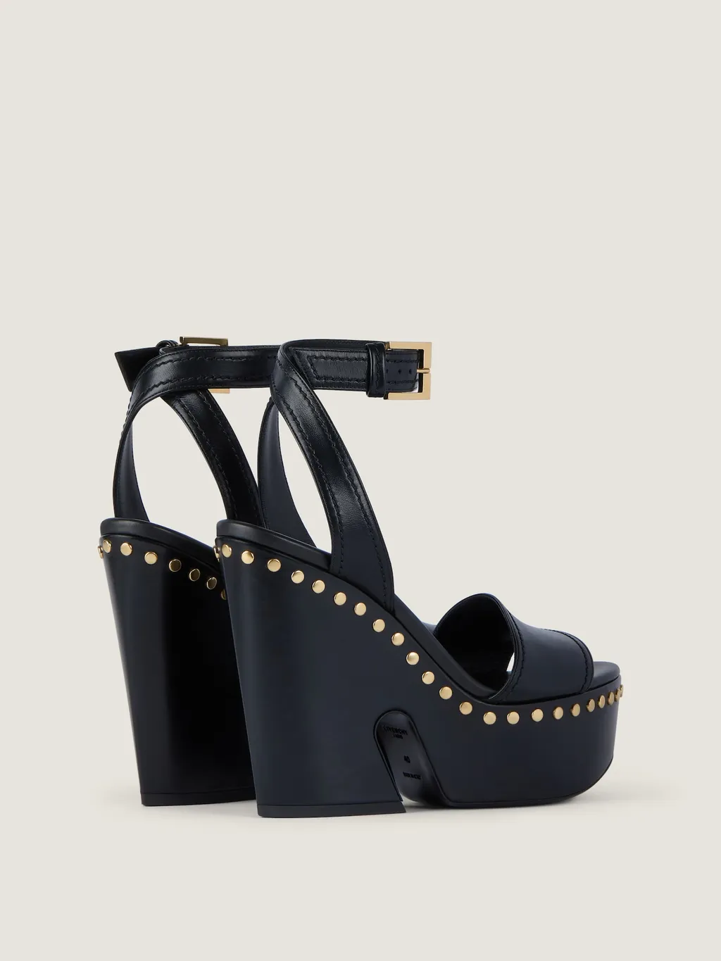 Clog Platform Sandals In Leather With Studs Detail