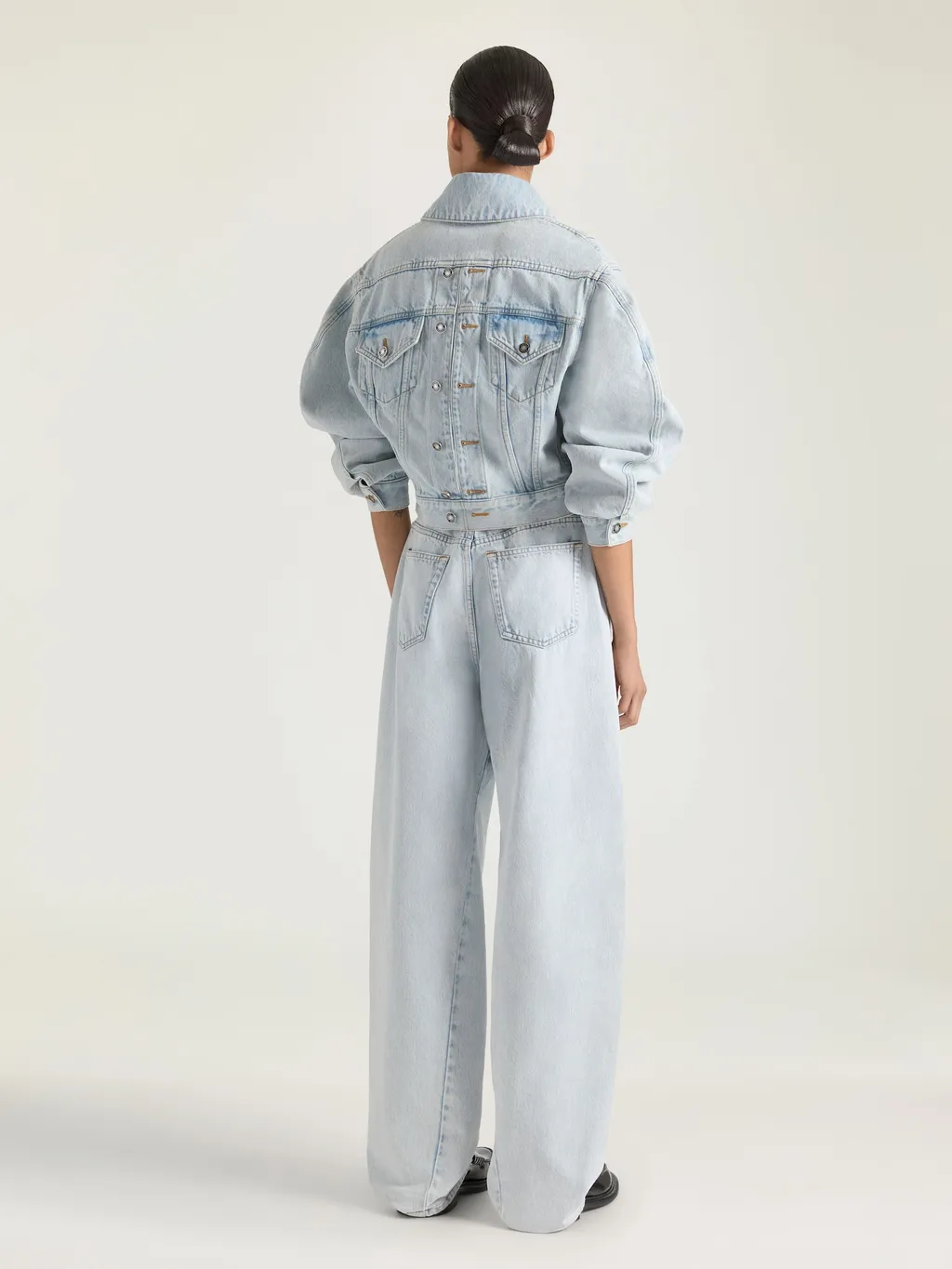 Back-To-Front Cocoon Jacket In Light Blue Denim