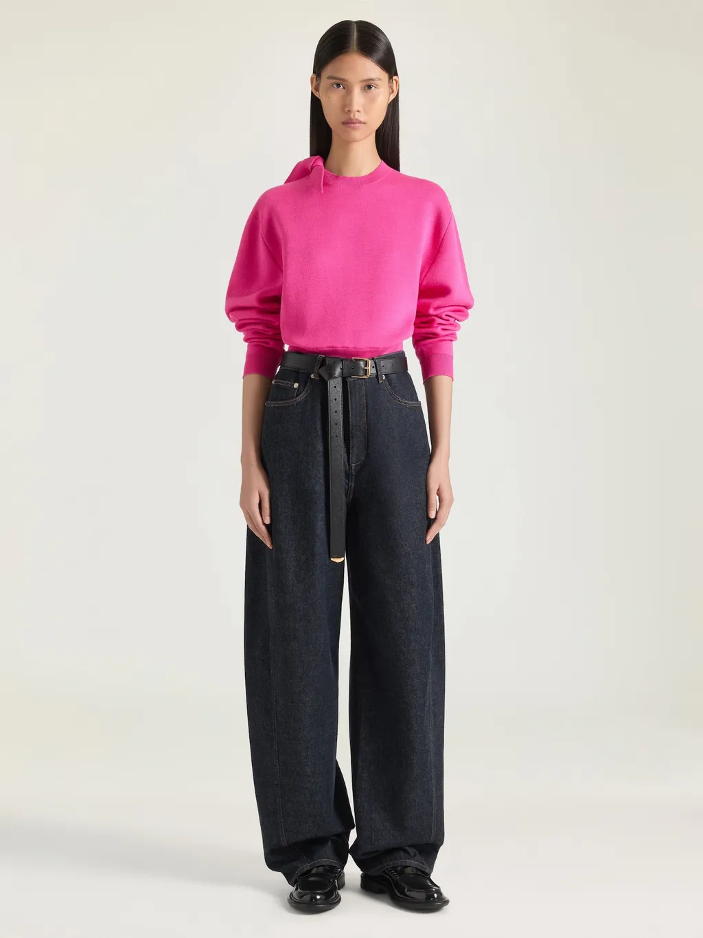 Sweater In Wool And Cotton With Bow Detail