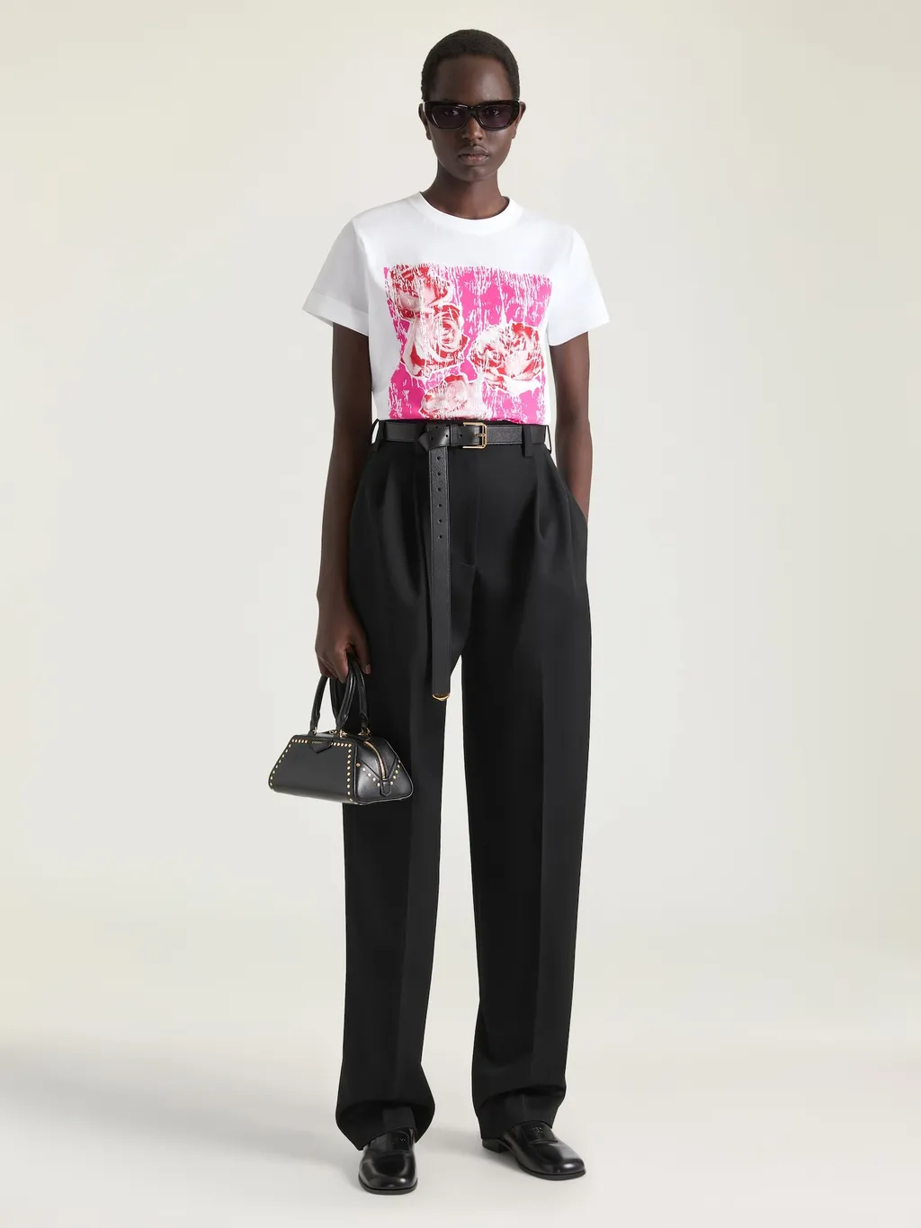 T-Shirt In Cotton With Flowers Print