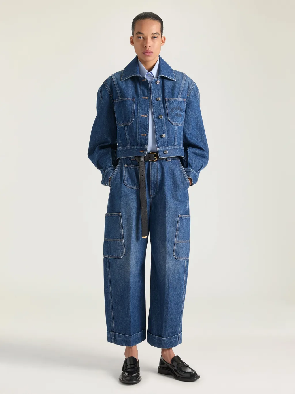 Cocoon Jacket In Medium Blue Denim