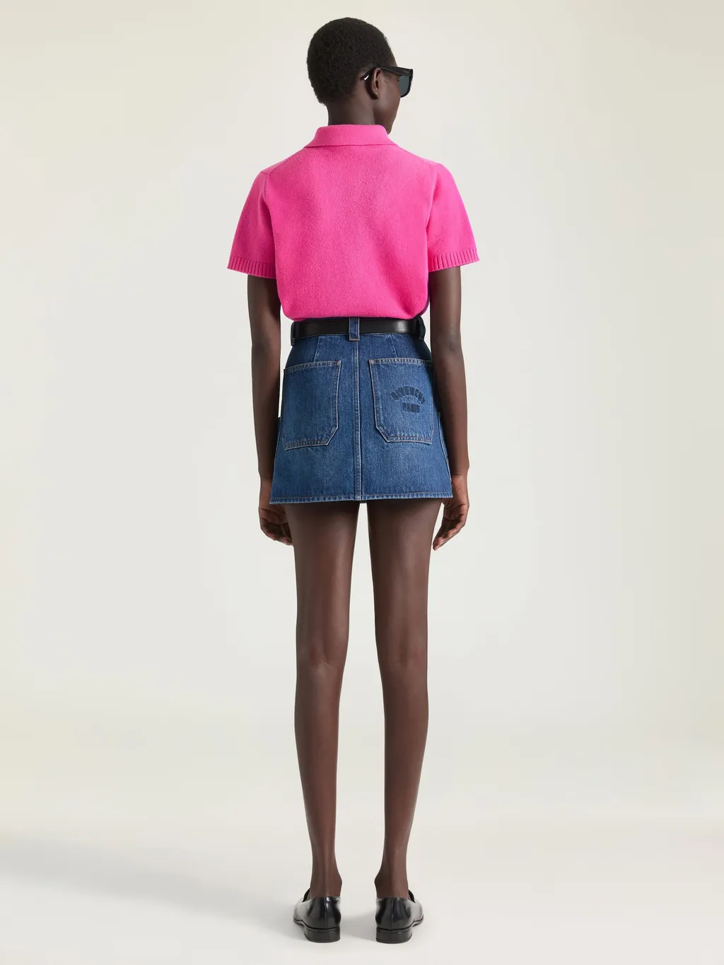 Mini Cargo Skirt In Medium Blue Denim
