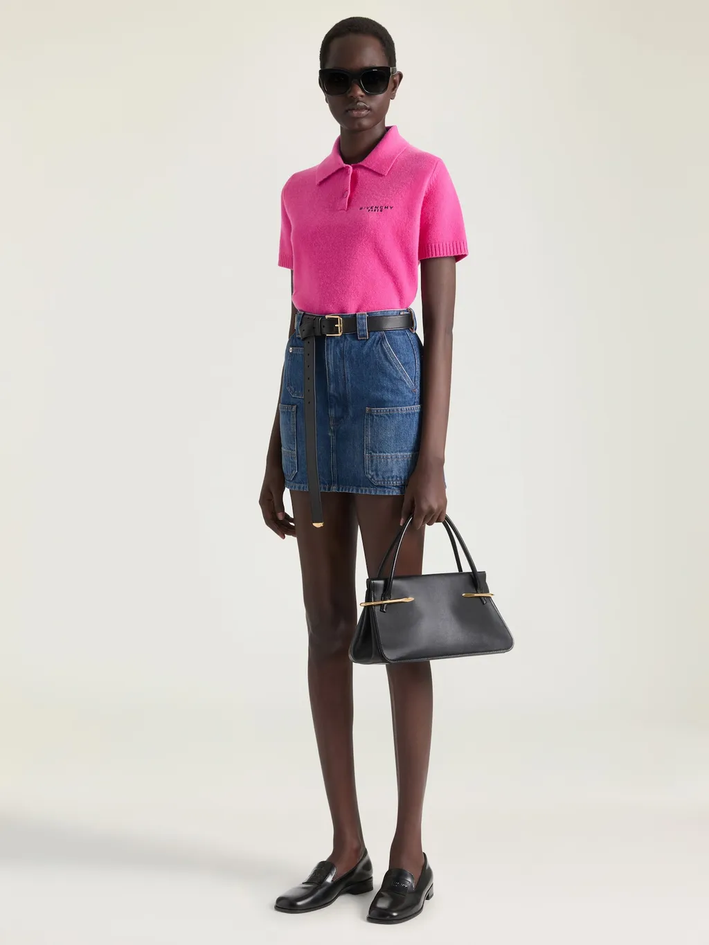 Mini Cargo Skirt In Medium Blue Denim