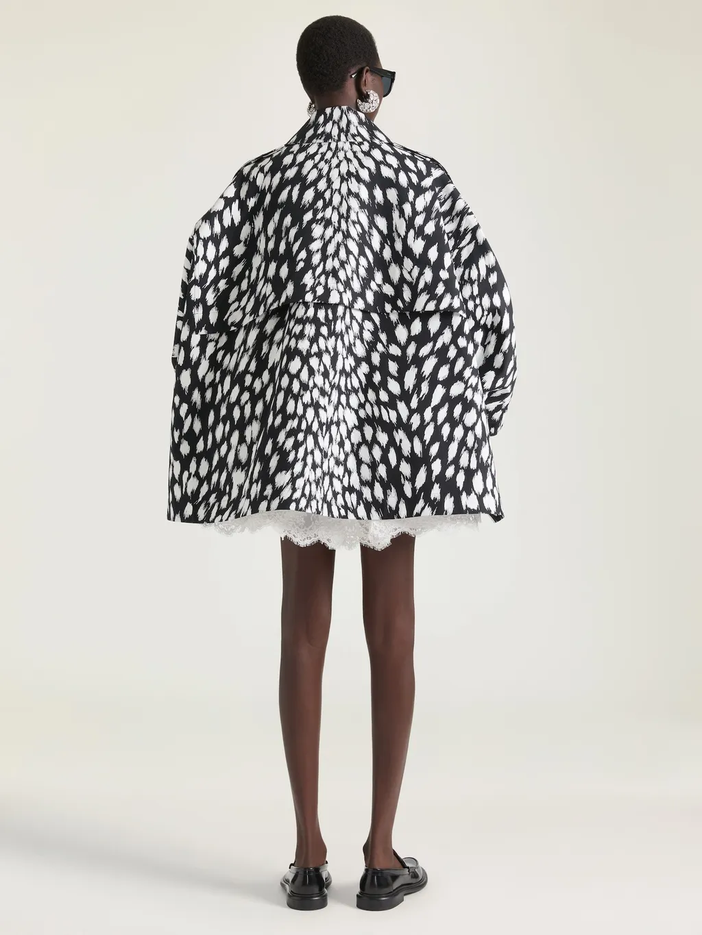 Cocoon Short Trench In Cotton With Animal Print