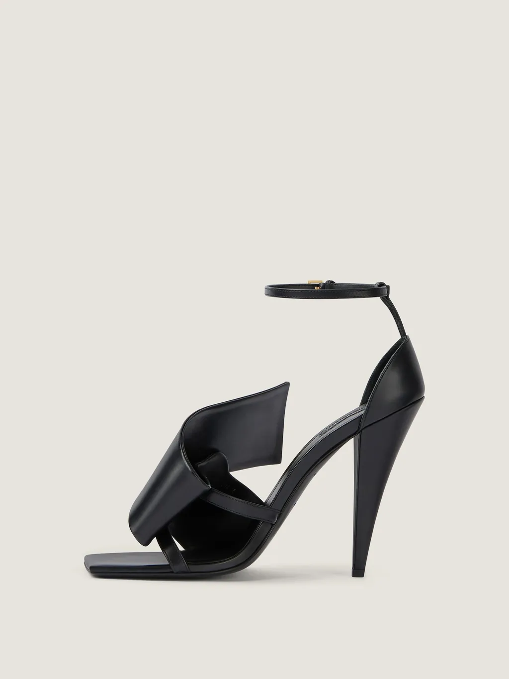 Sliced Square Heeled Sandals In Leather