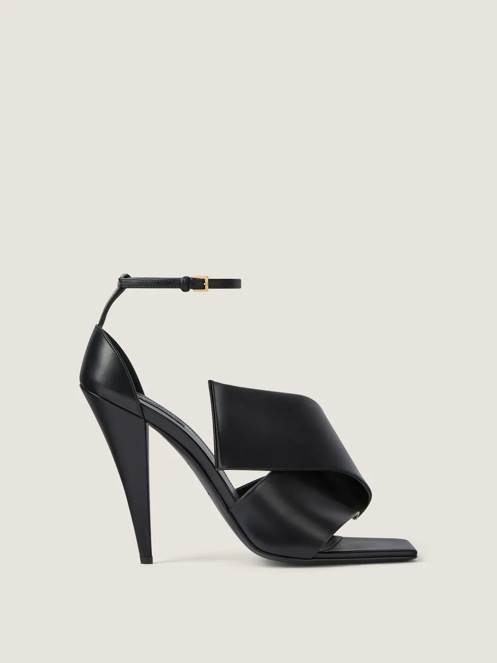 Sliced Square Heeled Sandals In Leather