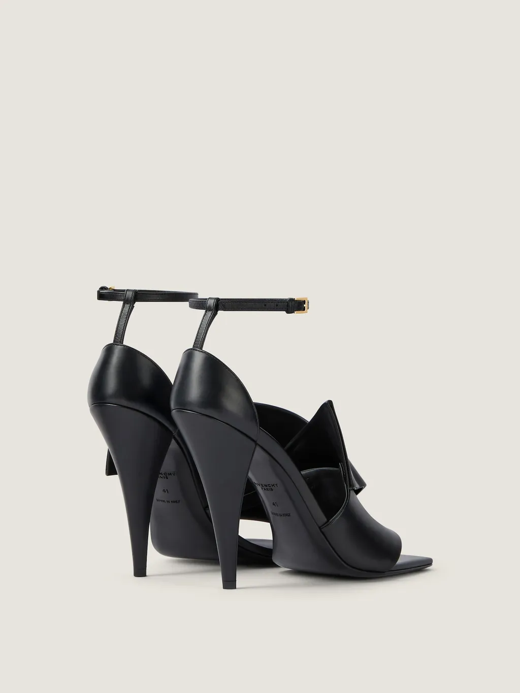 Sliced Square Heeled Sandals In Leather
