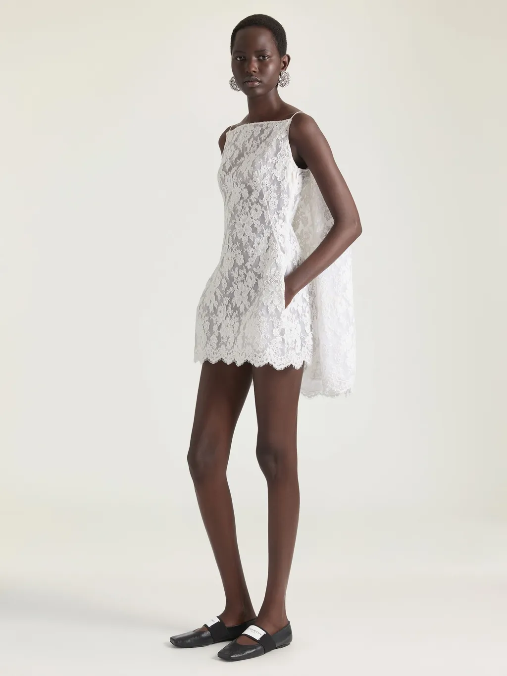 Sliced Square Ballerinas In Textured-Effect Leather