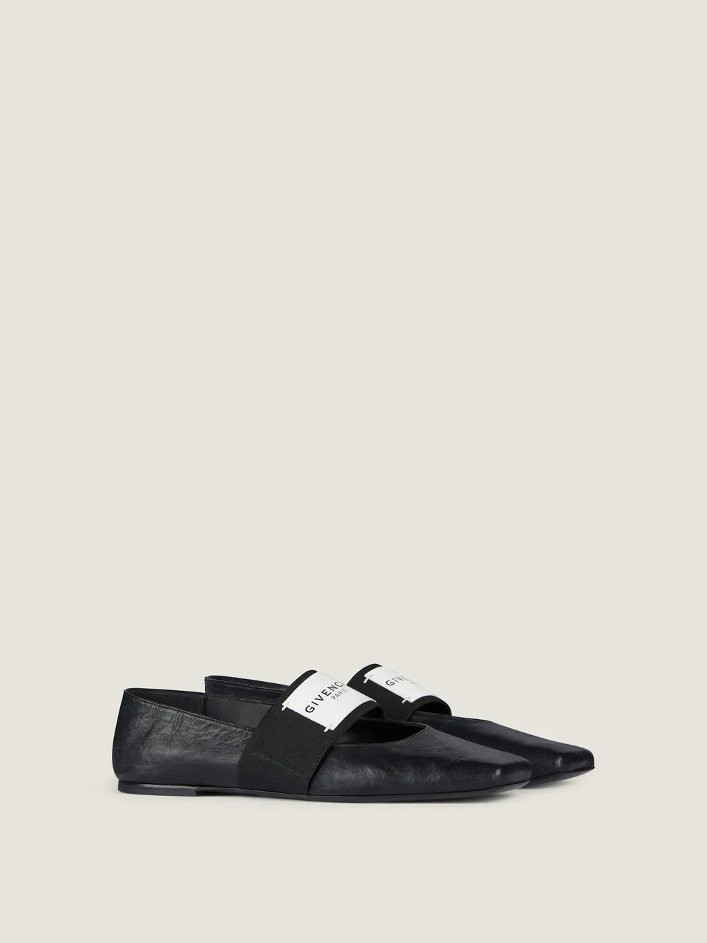 Sliced Square Ballerinas In Textured-Effect Leather