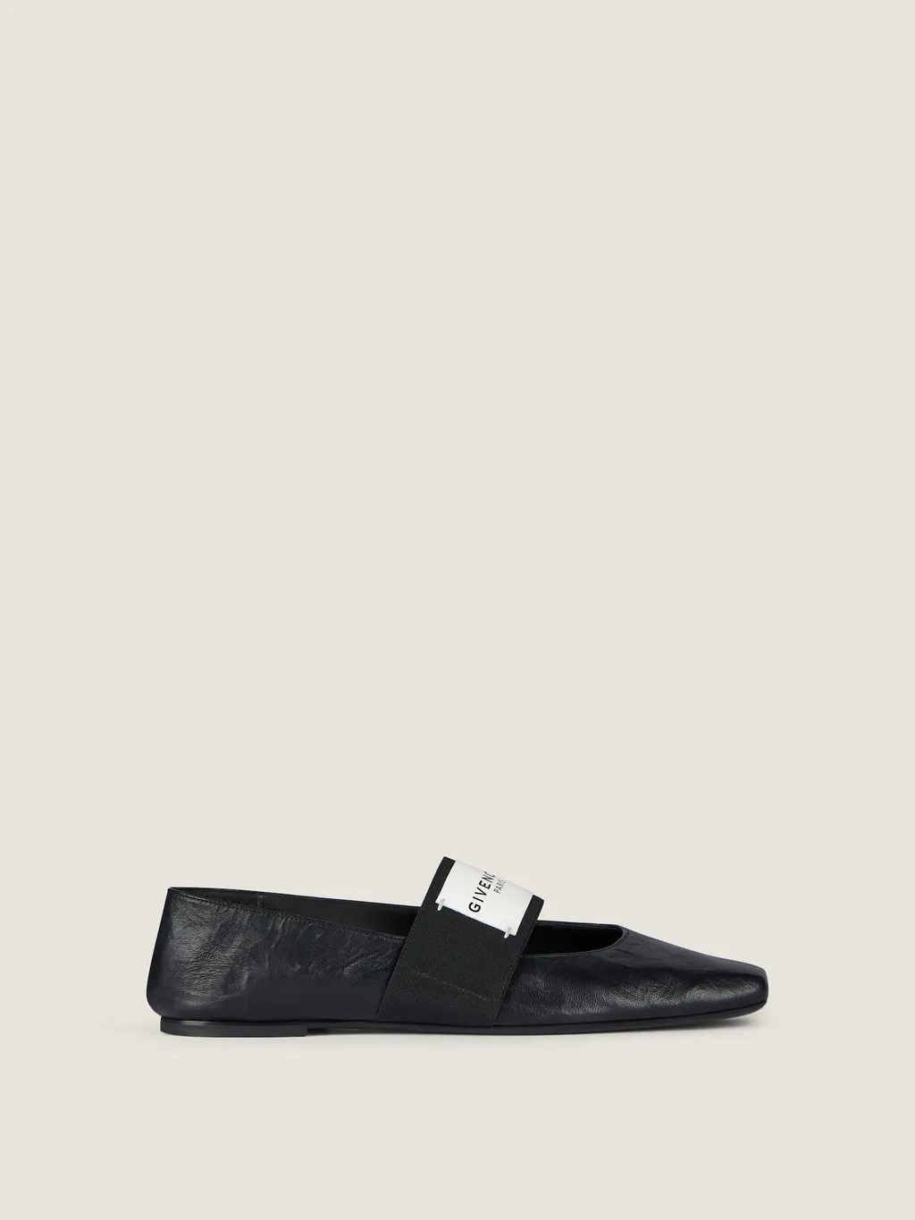 Sliced Square Ballerinas In Textured-Effect Leather