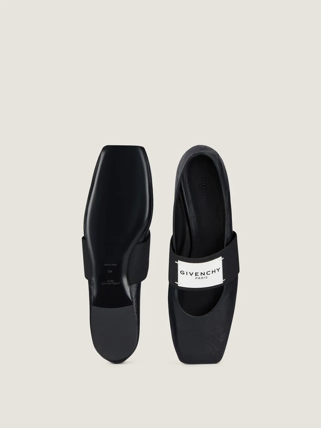 Sliced Square Ballerinas In Textured-Effect Leather