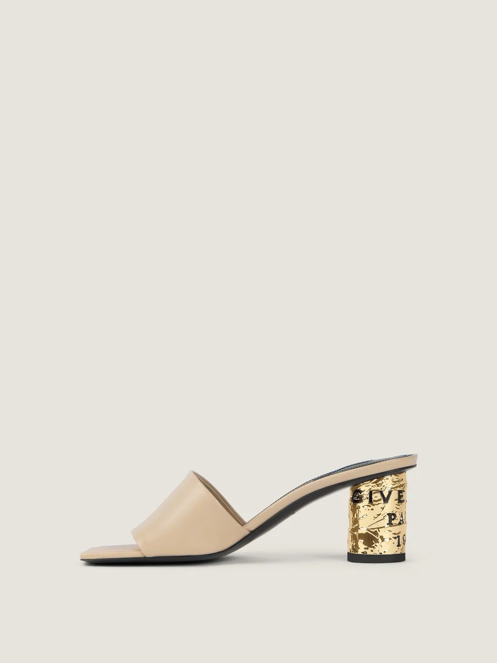 Tape Heeled Mules In Leather