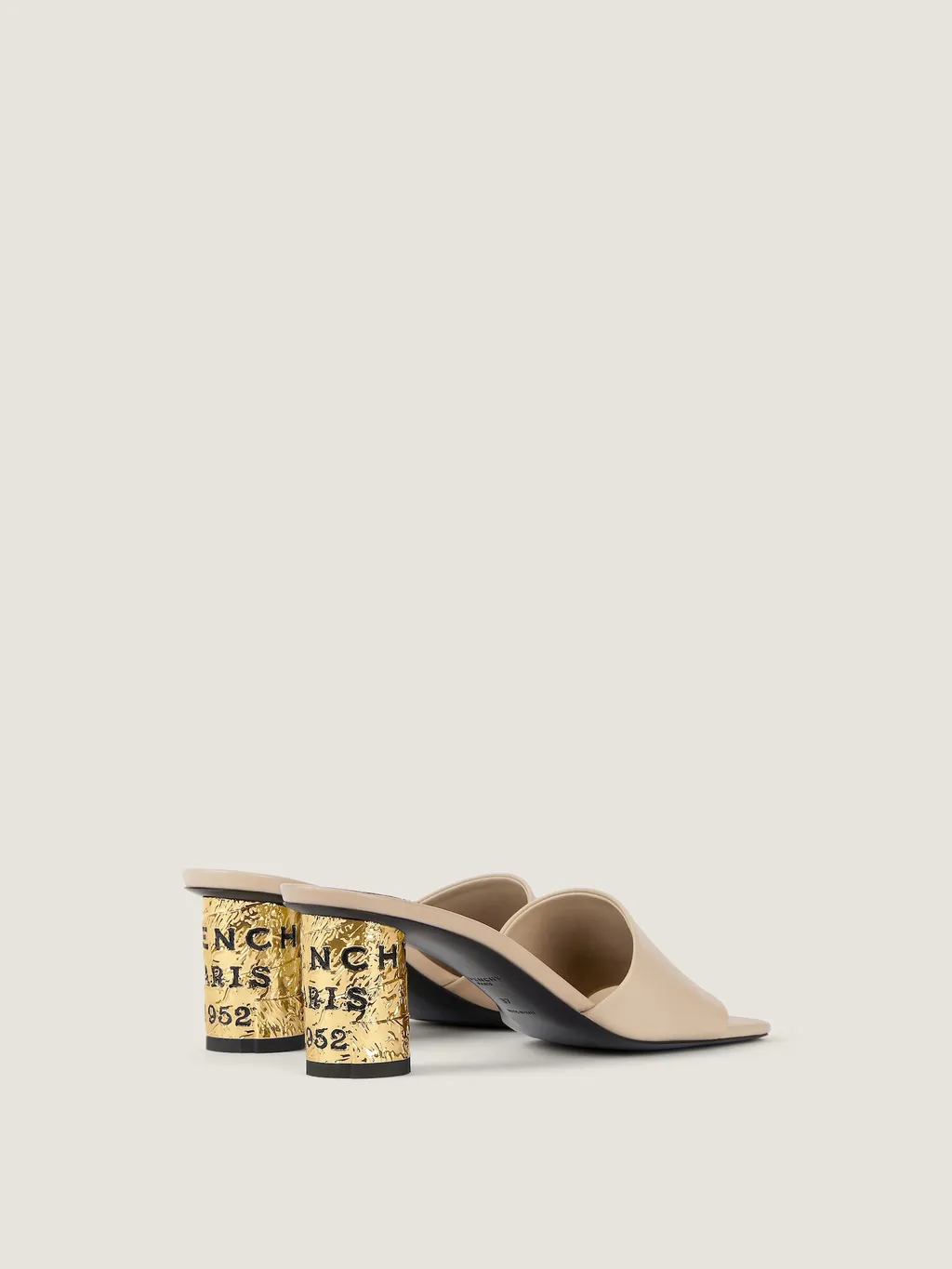Tape Heeled Mules In Leather